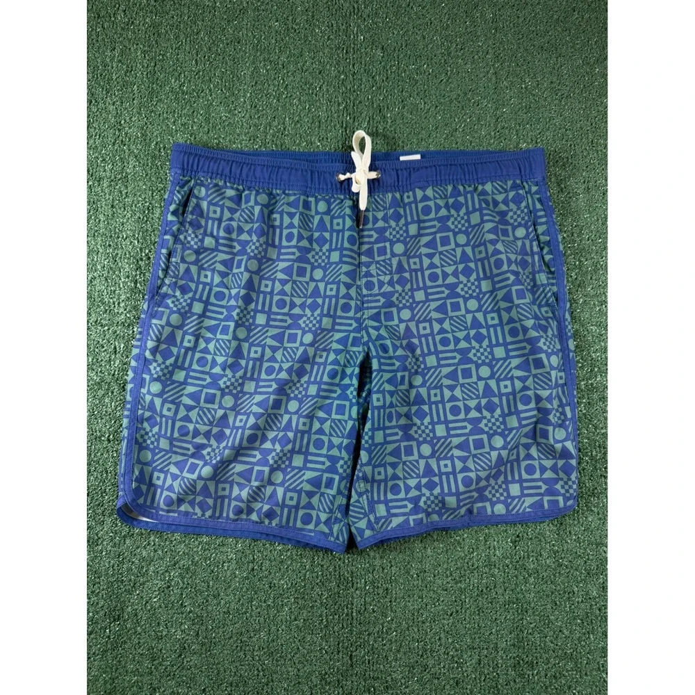 Lot of 2 Fair Harbor Swim Shorts Men S Blue Red Recycled Geometric Bundle